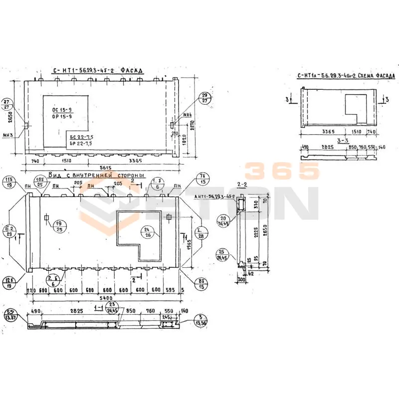 Панели наружных стен Серия 1.132.1-12с СНТ 1л-56-29-3-4бл-2