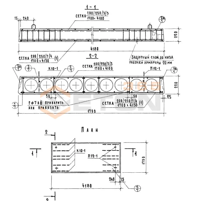 Панели многопустотные Серия 1.141-1 ПК 4-42-18 АIII