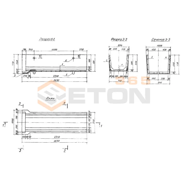 Лотки противоэрозионные раструбные Серия 3.820-21 ЛПР 6-6 (3.820-21)