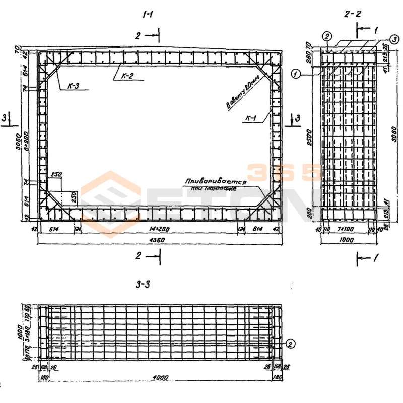 Звенья железобетонные прямоугольные сборные водопропускных труб для железных и автомобильных дорог серия 3.501.1-177.93 (3.501-104, 3.501.1-126) Блок 94