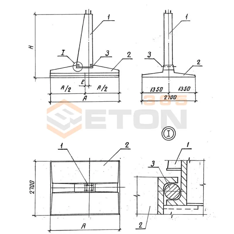 Фундаменты под промежуточные опоры Серия 3.407.1-144, 3.407.1-115, 3.407.1-159 Ф 2,7-4,5-4