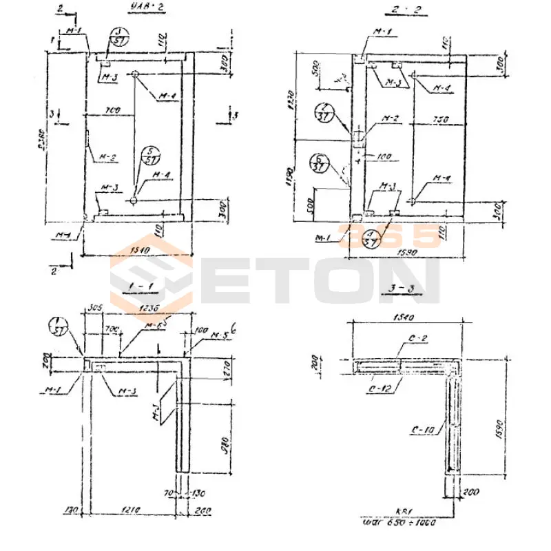 Уголковые элементы встроенных лестничных клеток Шифр 789-04 УЛВ 2