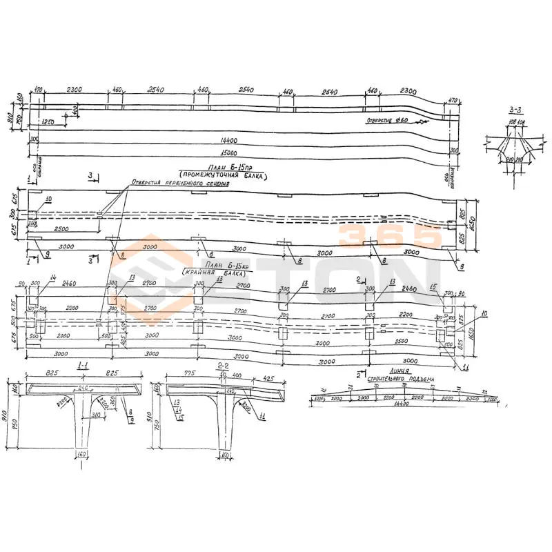 Балки пролетного строения ИНВ 35324м Б 15 Пр (ИНВ 35324м)