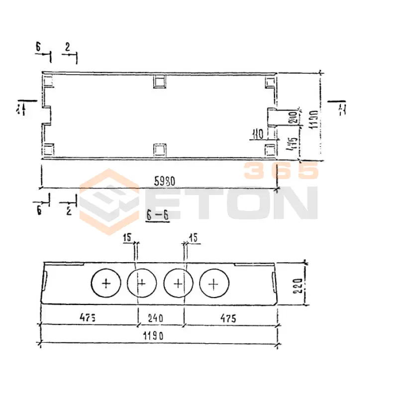 Плиты перекрытий многопустотные Шифр 89-1227 П 60-12-8 АтIVс-1 с9