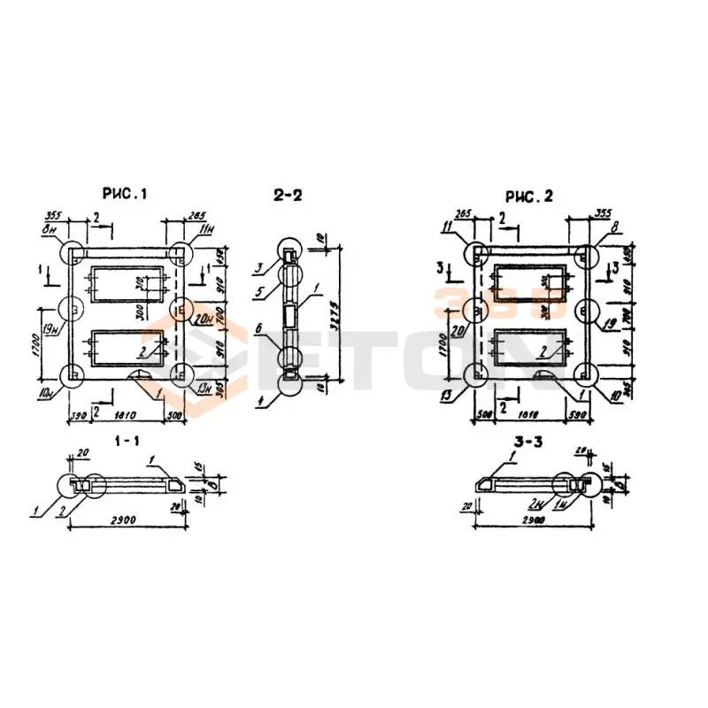 Панели наружных стен однослойные Серия 1.090.1-3пв 2ПСЛ 29-33-3,5-2 п пв (1.090.1-3пв)