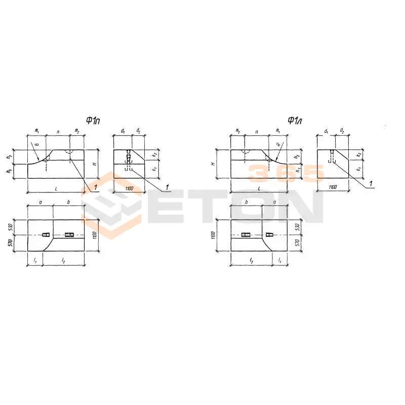 Блоки фундамента Серия 3.501.3-186.09 Ф 1 пл-25-235