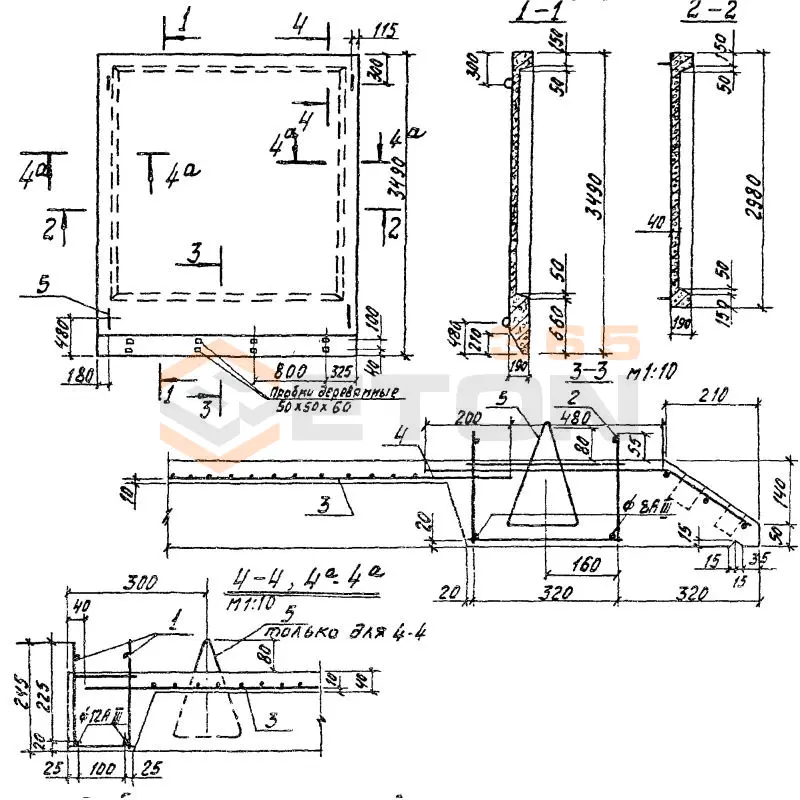 Плиты надсилосные Серия 3.702-1/79 ПНм 2