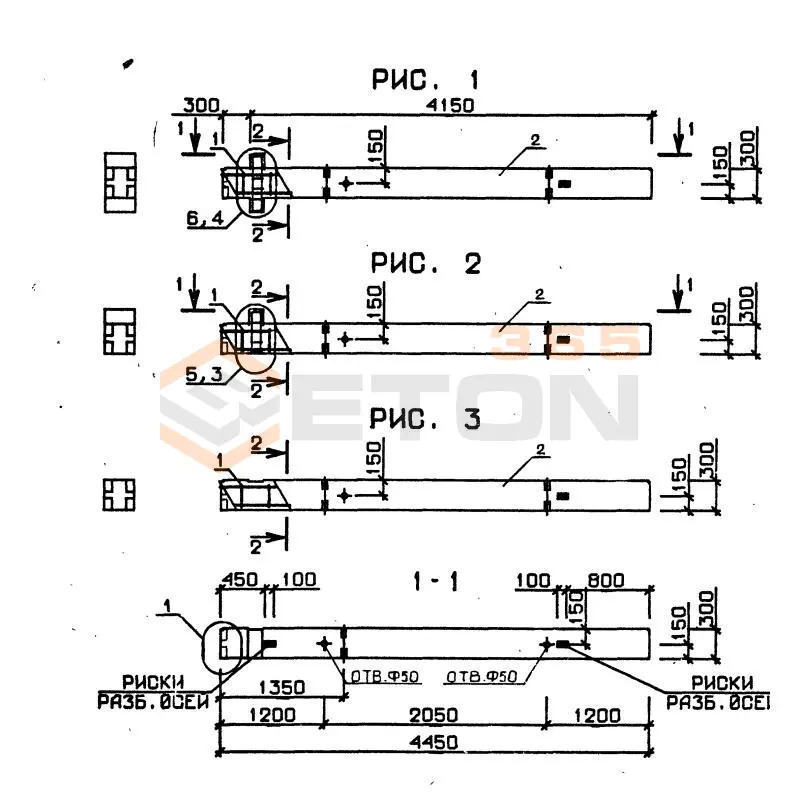 Колонны для зданий с высотой этажа 3,6 м серия 1.020-1/87 ( 1.020.1-7, 1.020-1/83, ИИ 04-1, 1.020.1-3пв ) 1КД 3-36