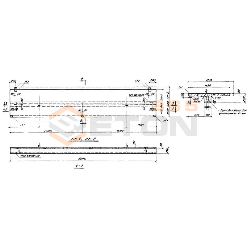 Панели карнизные Серия СТ 02-12/61 ПК 2