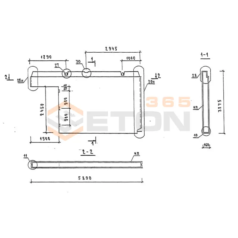 Панели внутренних стен Серия 1.090.1-1/88 2ПВГ 59-33