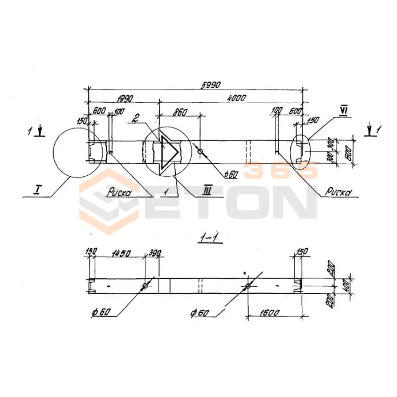 Колонны высотой 6,0; 7,2 м Серия 1.420.1-20с К 30-2 с