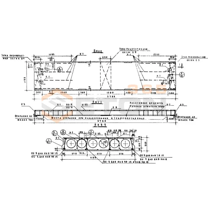 Плиты перекрытия многопустотные Серия ИИ 04-4 ПК 6-58-12