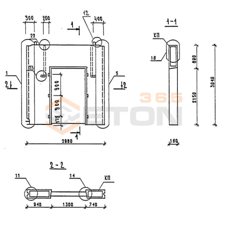 Панели внутренних стен Серия 1.090.1-1/88 1ПВП 30-30-13