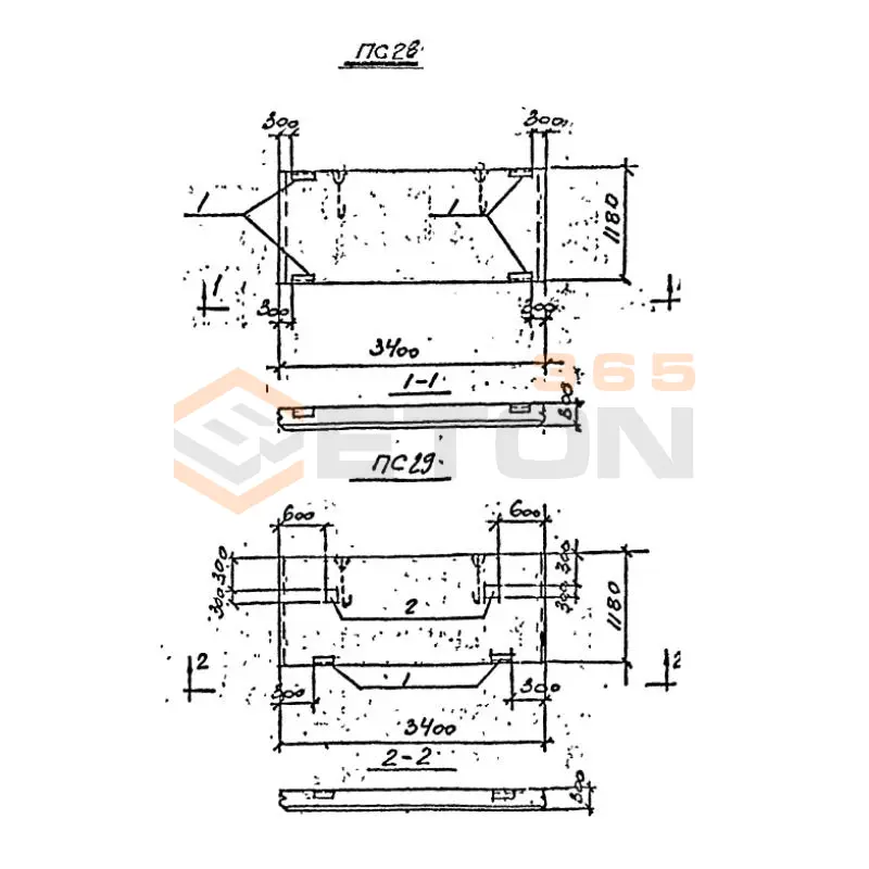 Панели стеновые Серия ВТИ КЖ 01-82 ПС 28 (ВТИ КЖ 01-82)