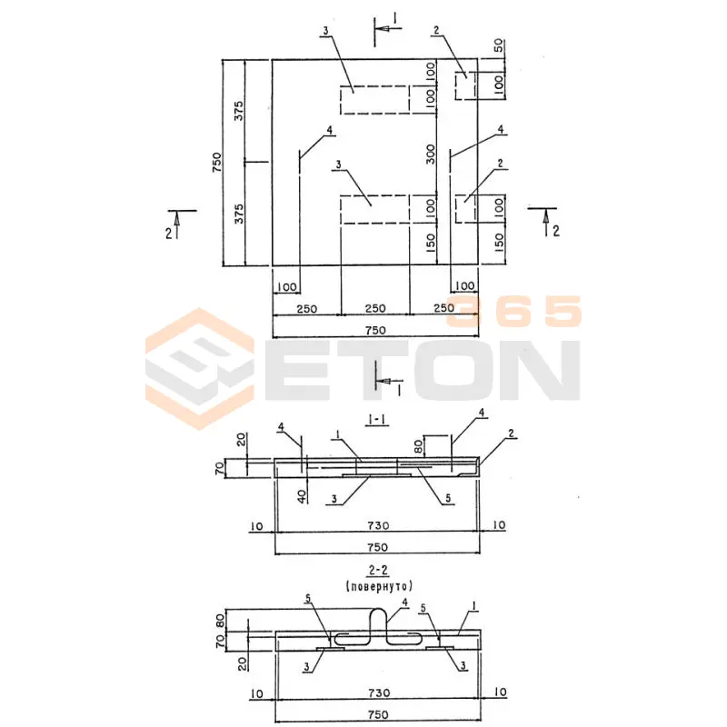 Площадки лестничных сходов Серия 3.503.1-96 ПЛ 75-75-7