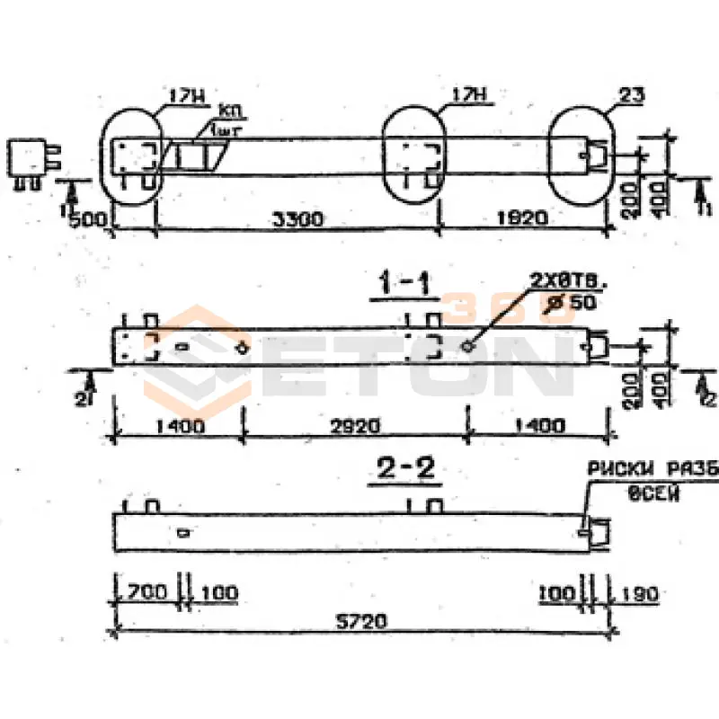 Колонны сечением 400х400 мм для зданий с высотами этажей 3,3 м Серия 1.020.1-2с/89 5КВ 33-57-1 н