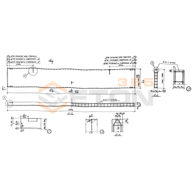Панели стеновые однослойные Серия 1.432-3 ПСЛ 30-1а-1,2-12 (1.432-3)