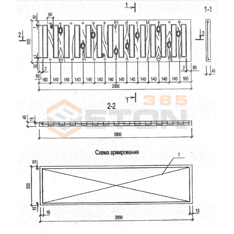 Панели оград Серия Б3.017.1-7.05 ПО 20-5-5 м-48 (Б3.017.1-7.05)