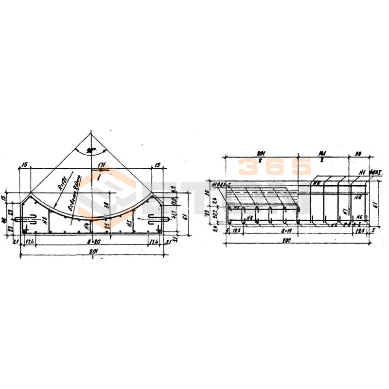 Блоки лекальные под цилиндрические звенья (Серия 3.501-59, шифр 1484 ) БЛ 7-201