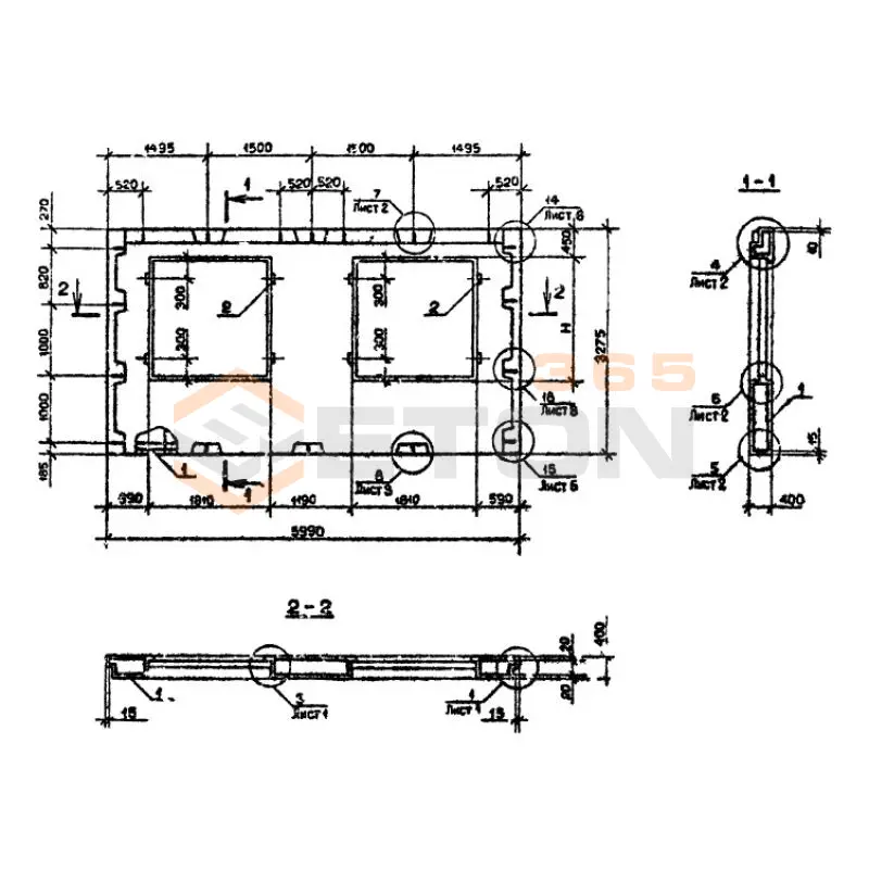 Панели наружных стен Серия 1.090.1-2с 3ПСО 60-33-4-1 пс (1.090.1-2с)