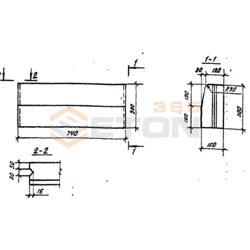 Камни бортовые рядовые ТПР 320-069.86 БР 75-30-15 (ТПР 320-069.86)