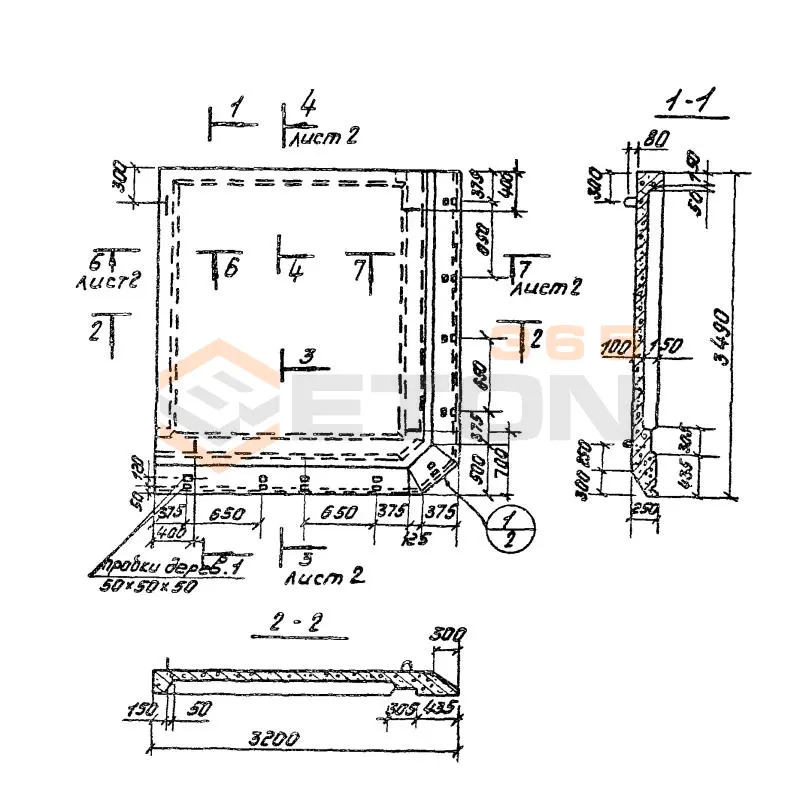 Плиты надсилосные Серия 3.702-1/79 ПНту 2