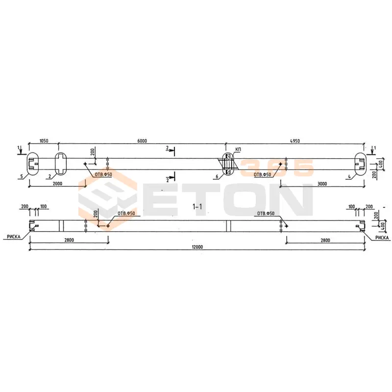 Колонны для зданий с высотой этажей 5,4 и 6,0 (7,2) м серия 1.020-1/87 ( 1.020.1-7, 1.020-1/83, ИИ 04-1, 1.020.1-3пв ) 2КСО 60-3-26