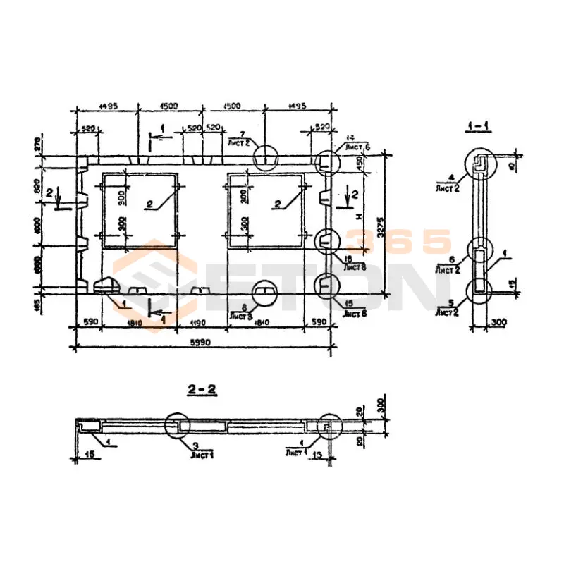 Панели наружных стен Серия 1.090.1-2с 4ПСО 60-33-3-1 пс (1.090.1-2с)