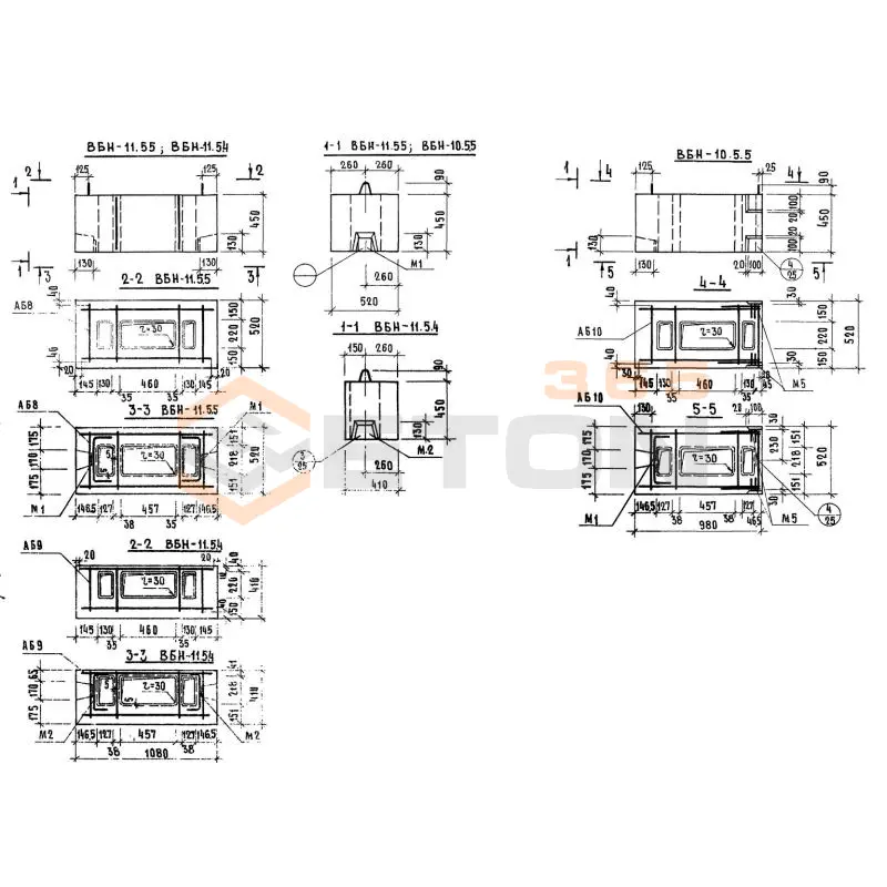 Блоки вентиляционные Серия 1.134.1-3 ВБН 11-5-5