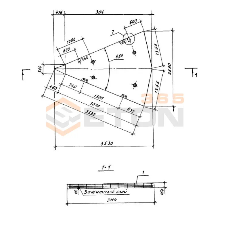 Панели перекрытий сплошные Серия 1.100.1-7 П 27-31-16-3