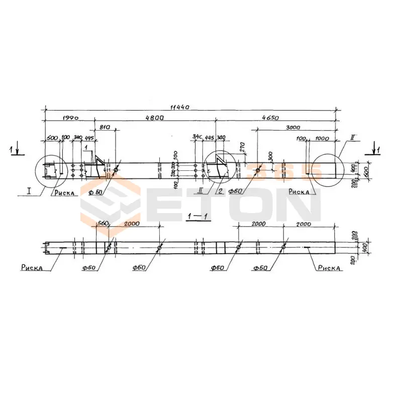Колонны высотой 4,8; 6,0-4,8 м Серия 1.420.1-20с К 2-17 с