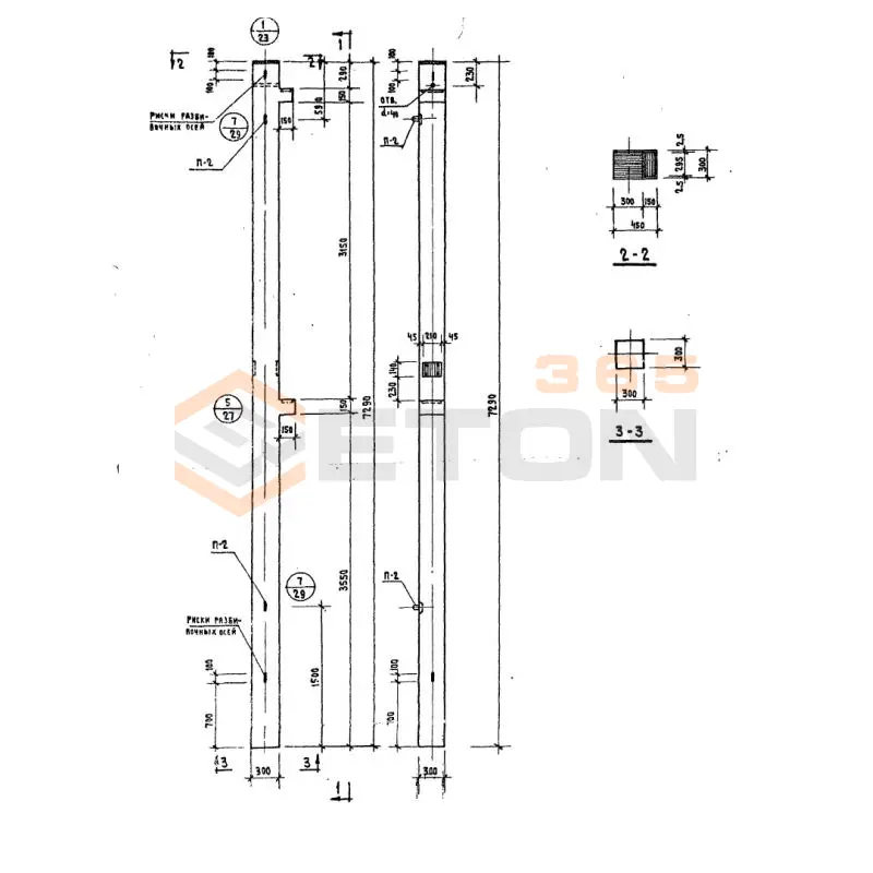 Колонны сечением 300х300 Серия ИИ 04-2 КК 366-11