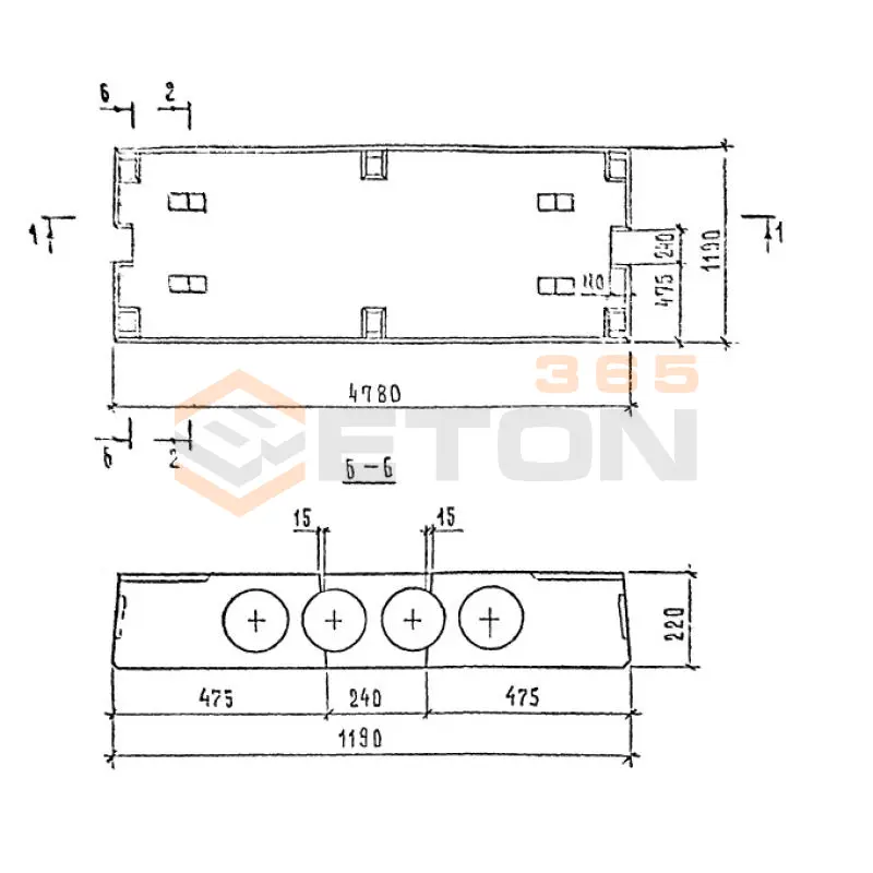 Плиты перекрытий многопустотные Шифр 89-1227 П 48-12-6 АтV-1 с9