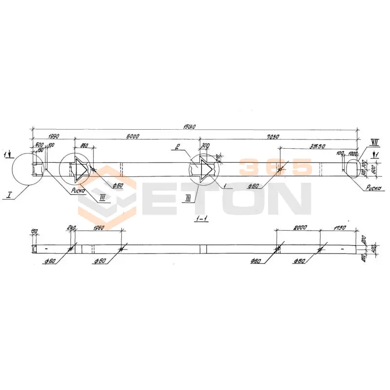 Колонны высотой 6,0; 7,2 м Серия 1.420.1-20с К 34-1 с
