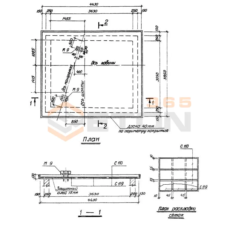 Плиты перекрытий шахт Серия 1.489-1 П 49