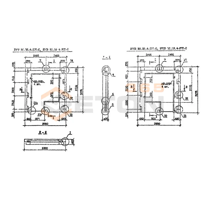Панели наружных стен Серия 1.090.1-7с 1ПСБ 30-33-4-1 птс (1.090.1-7с)