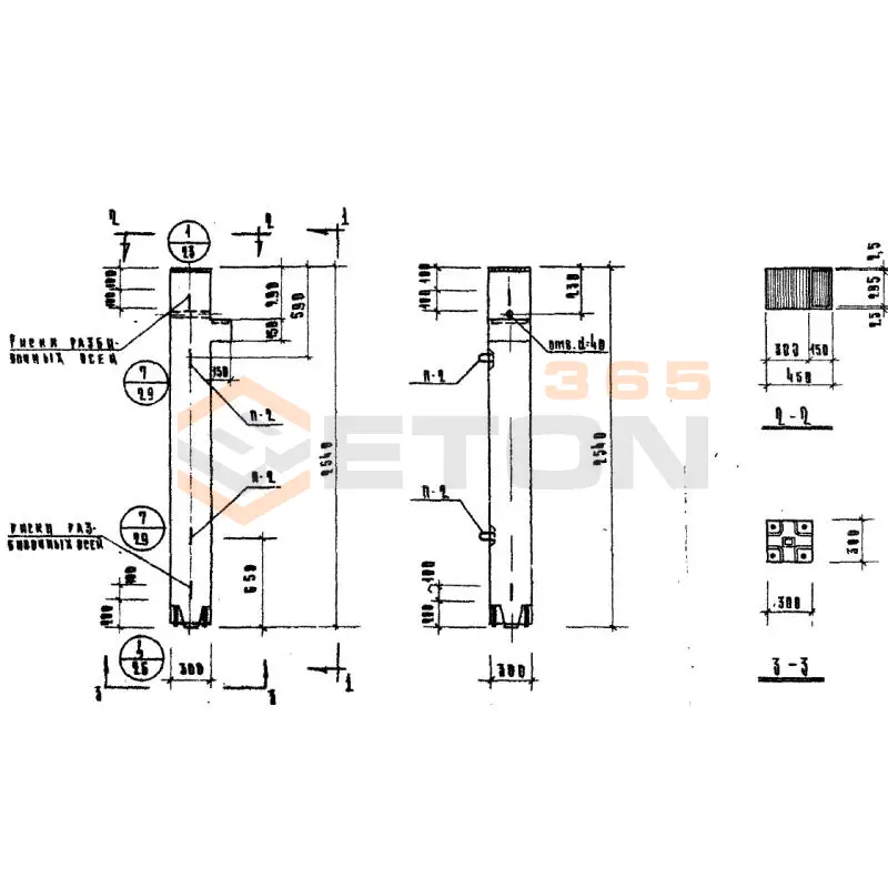 Колонны сечением 300х300 Серия ИИ 04-2 КВК 333-14-5 у