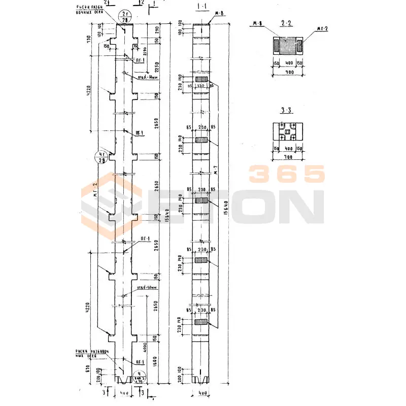 Колонны сечением 400х400 Серия ИИ 04-2 К6ВР 428(24)-31