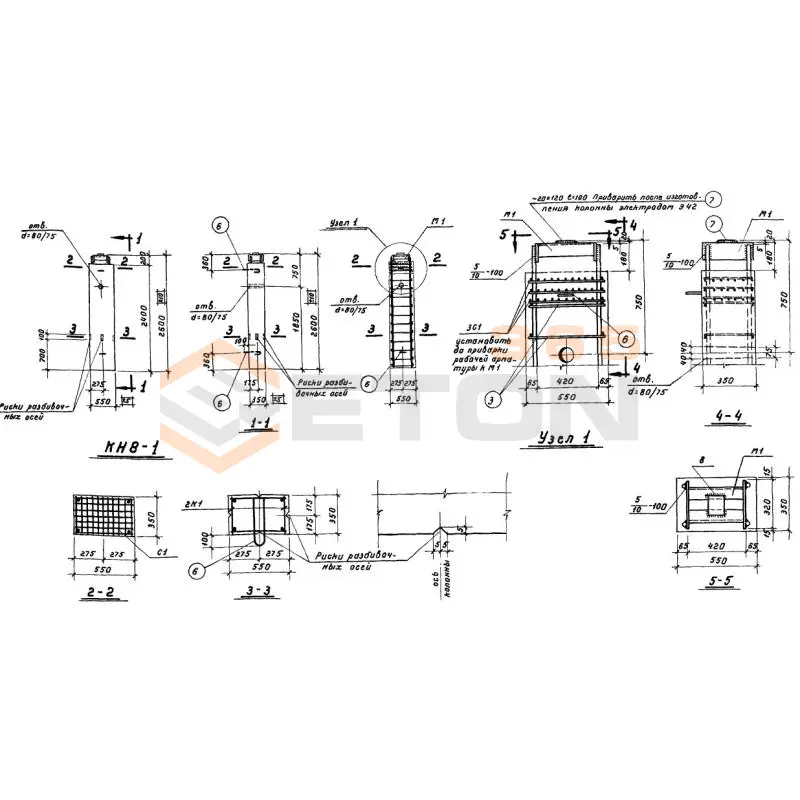 Колонны нулевого цикла Серия ИИ 60 КН 8-1 (ИИ 60)