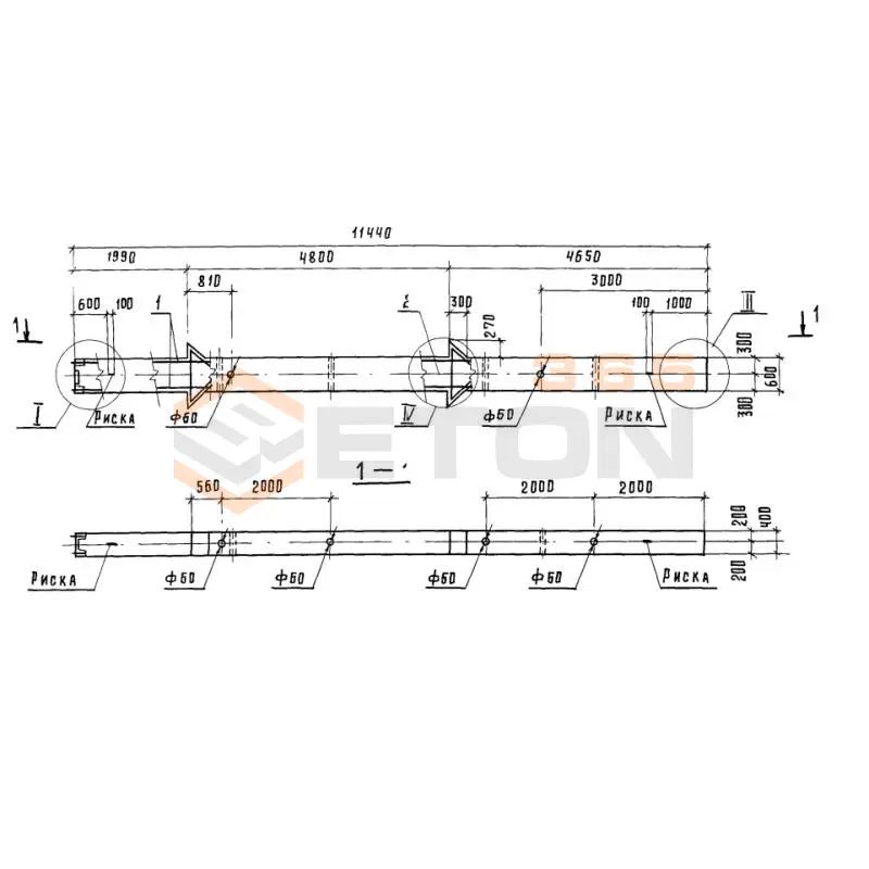 Колонны высотой 4,8; 6,0-4,8 м Серия 1.420.1-20с К 2-8 с