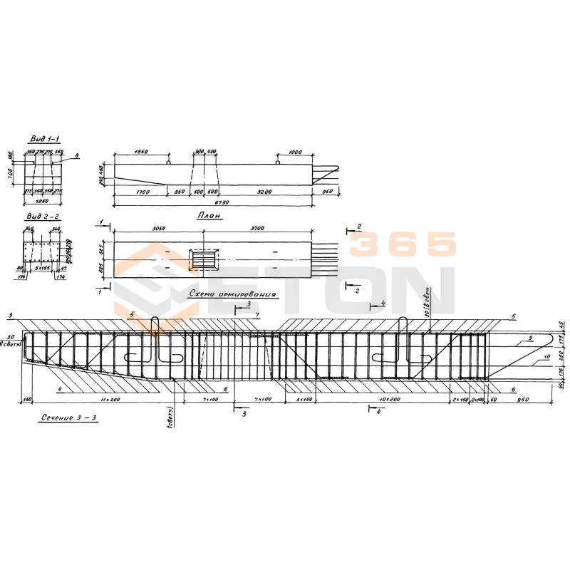 Блоки ригелей Серия 3.503.1-102 3БР 68-1-2 (3.503.1-102)