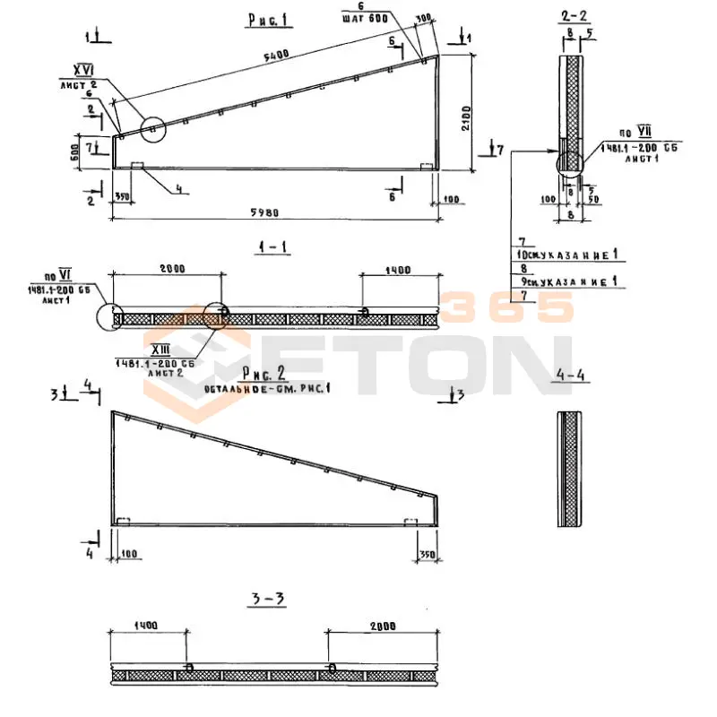 Панели стеновые трехслойные Шифр 1481 ПСТ 60-21-35 тпфп (Шифр 1481)