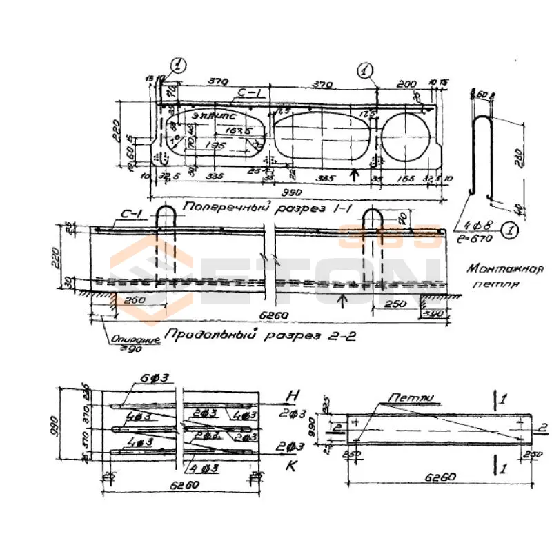 Панели с овальными пустотами Серия ИИ 01-02 ПОН 64-10 (ИИ 01-02)