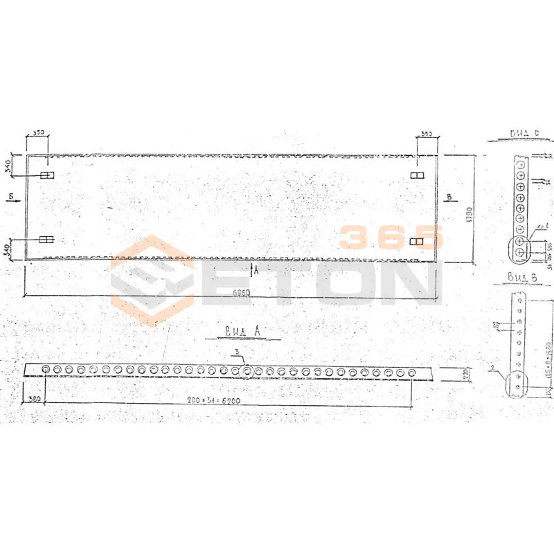 Панели перекрытий многопустотные Серия 1.241.1 КЛ-3 ПК 70-18-6 АтVт