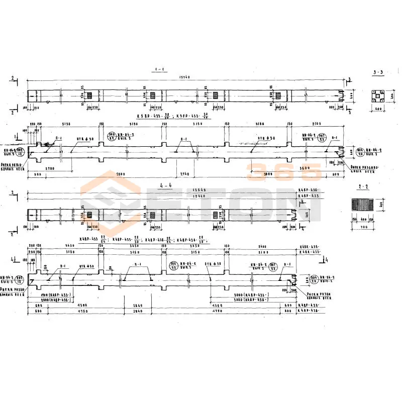 Колонны сечением 400х400 Серия ИИ 04-2 К4ВР 436-22
