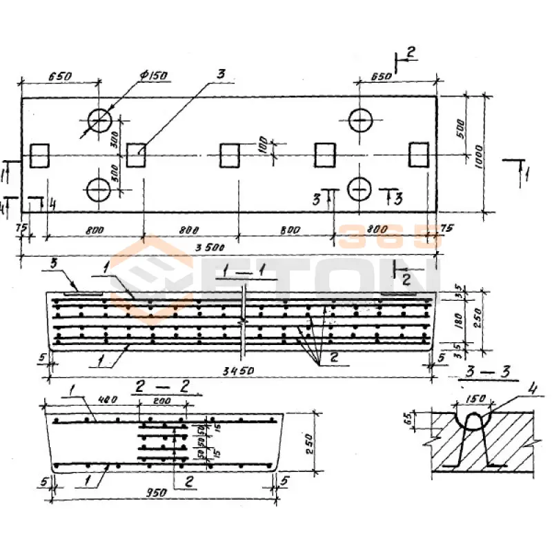 Плиты НСП и ПФ и ФП серия 3.407.1-157 ( серия 3.407-102, 3.407-40/70 ) НСП 12 а