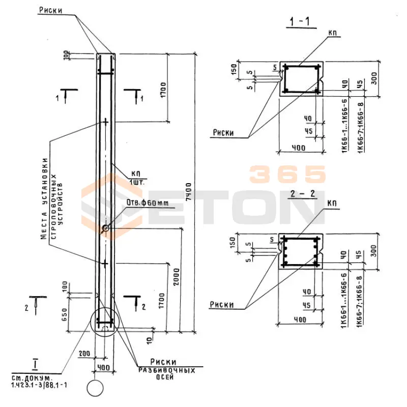 Колонны железобетонные Серия 1.423.1-3/88 1К 66-6 м3