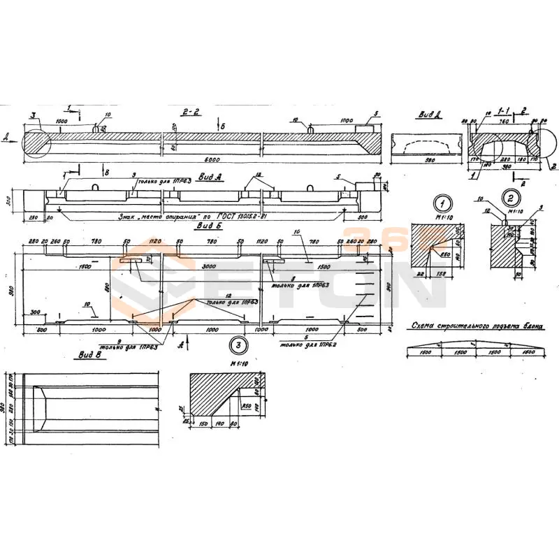 Плиты ребристые Серия 3.503.1-55 НПР 6-1