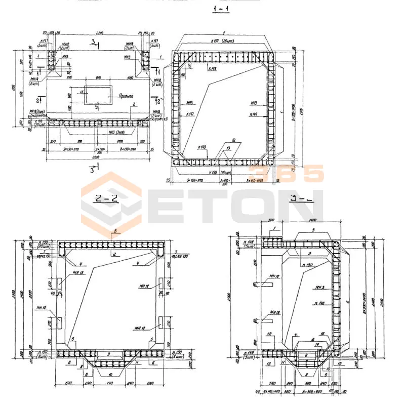 Участки монолитные Серия 03.005-6 Участок 2-III