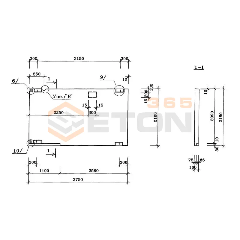 Плиты лифтового холла Альбом ИЖ 4.2-1 ПЛХ 8